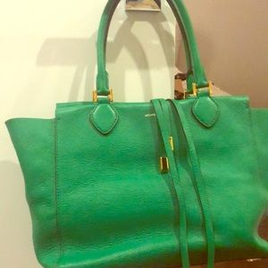 MICHAEL kORS Green Miranda large tote
